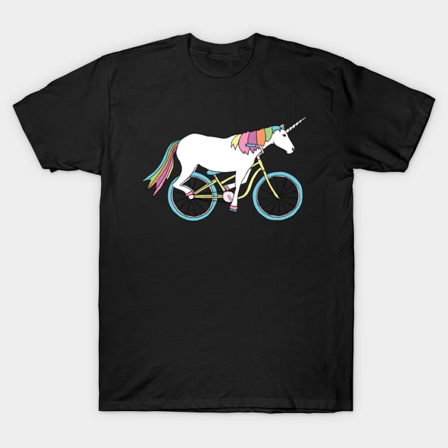 unicorn riding bike T-Shirt by Xizin Gao